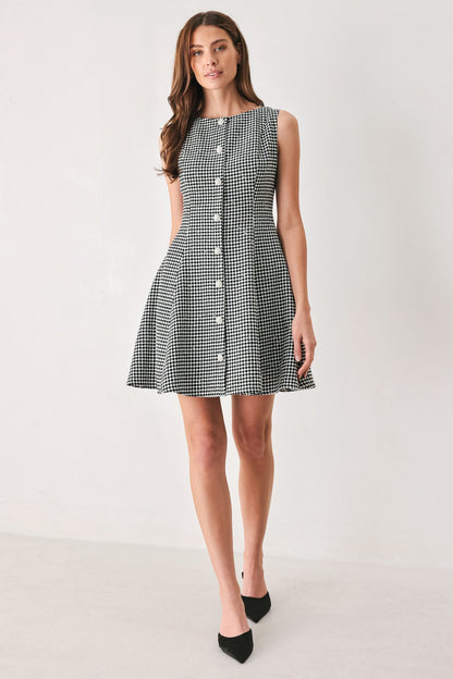 Monochrome Spark Black/white Sequin Skater Mini Dress
