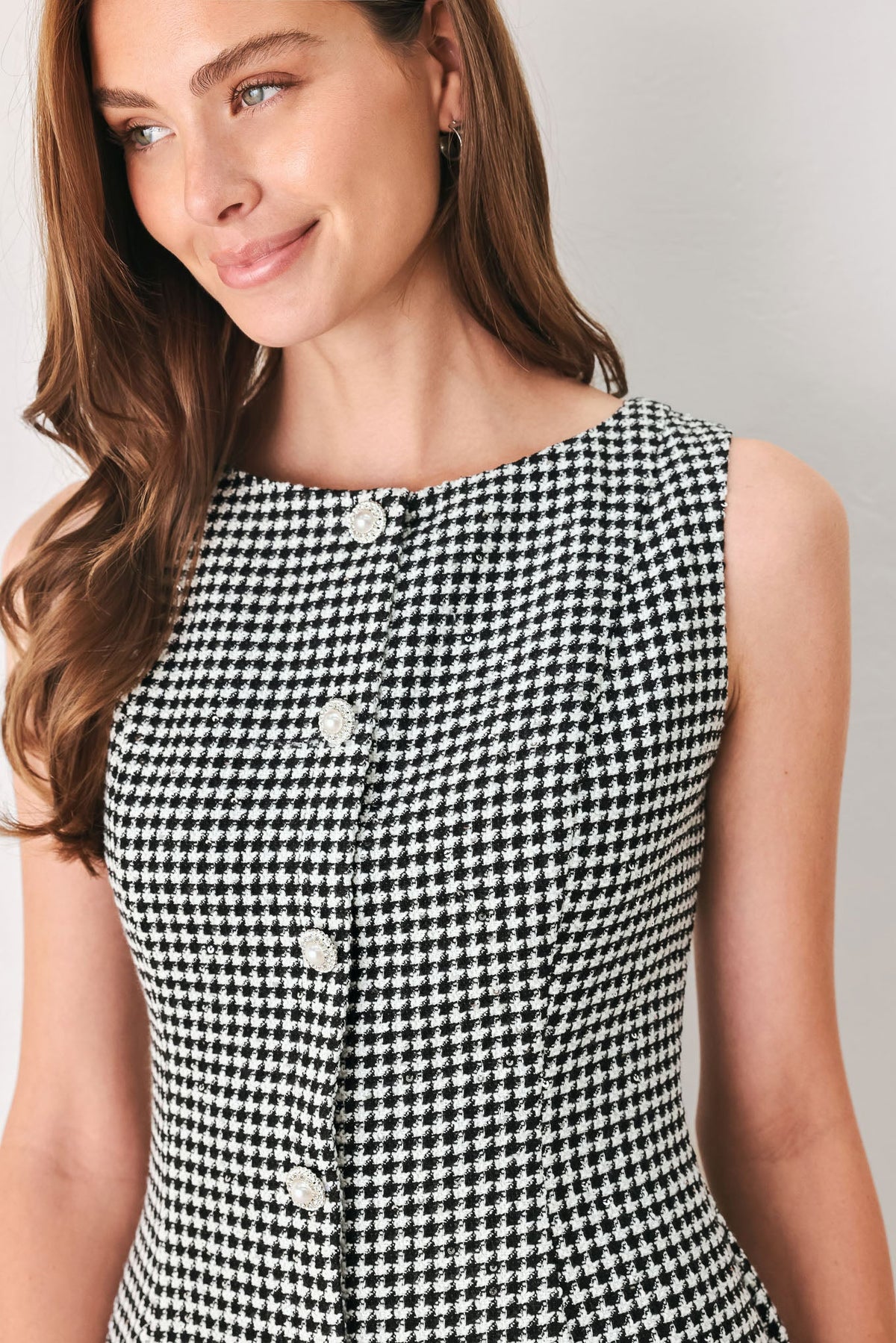 Monochrome Spark Black/white Sequin Skater Mini Dress