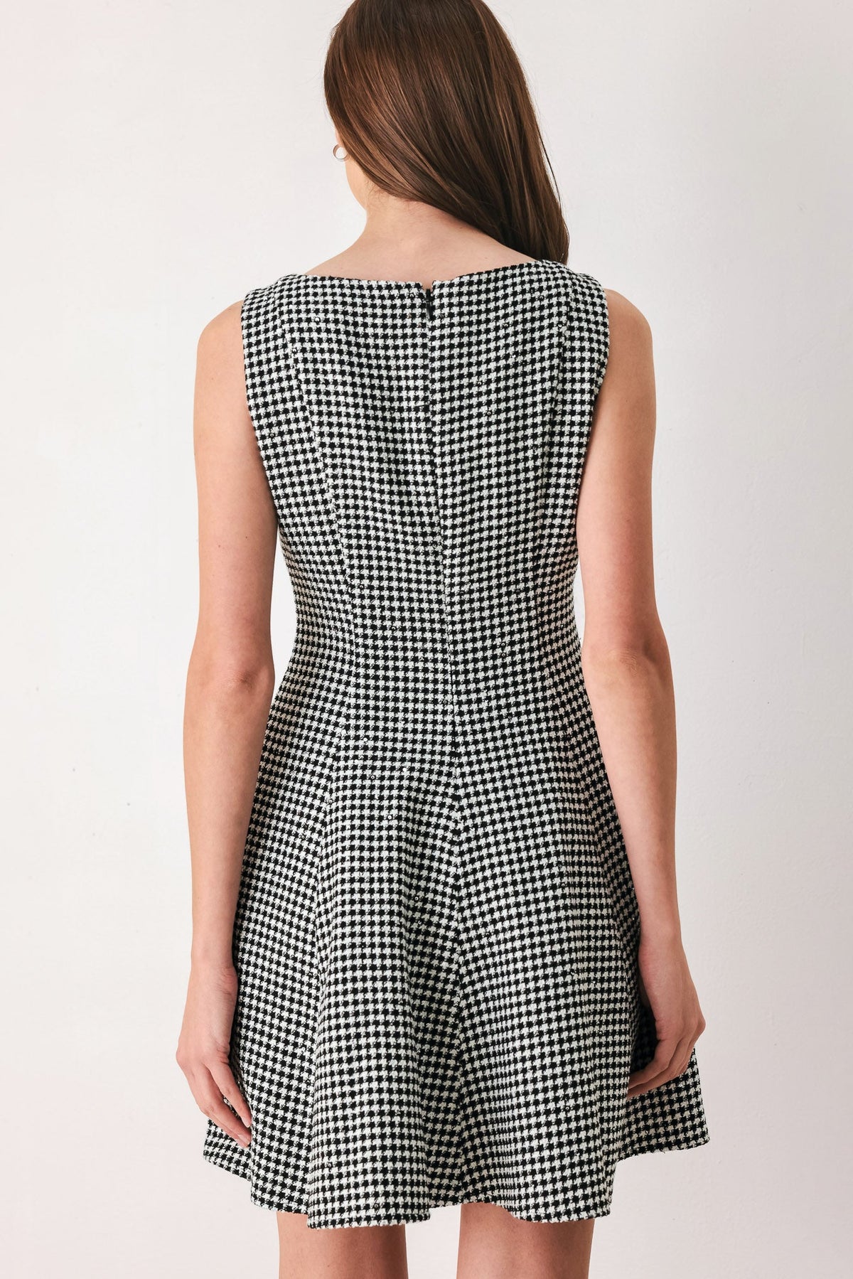 Monochrome Spark Black/white Sequin Skater Mini Dress