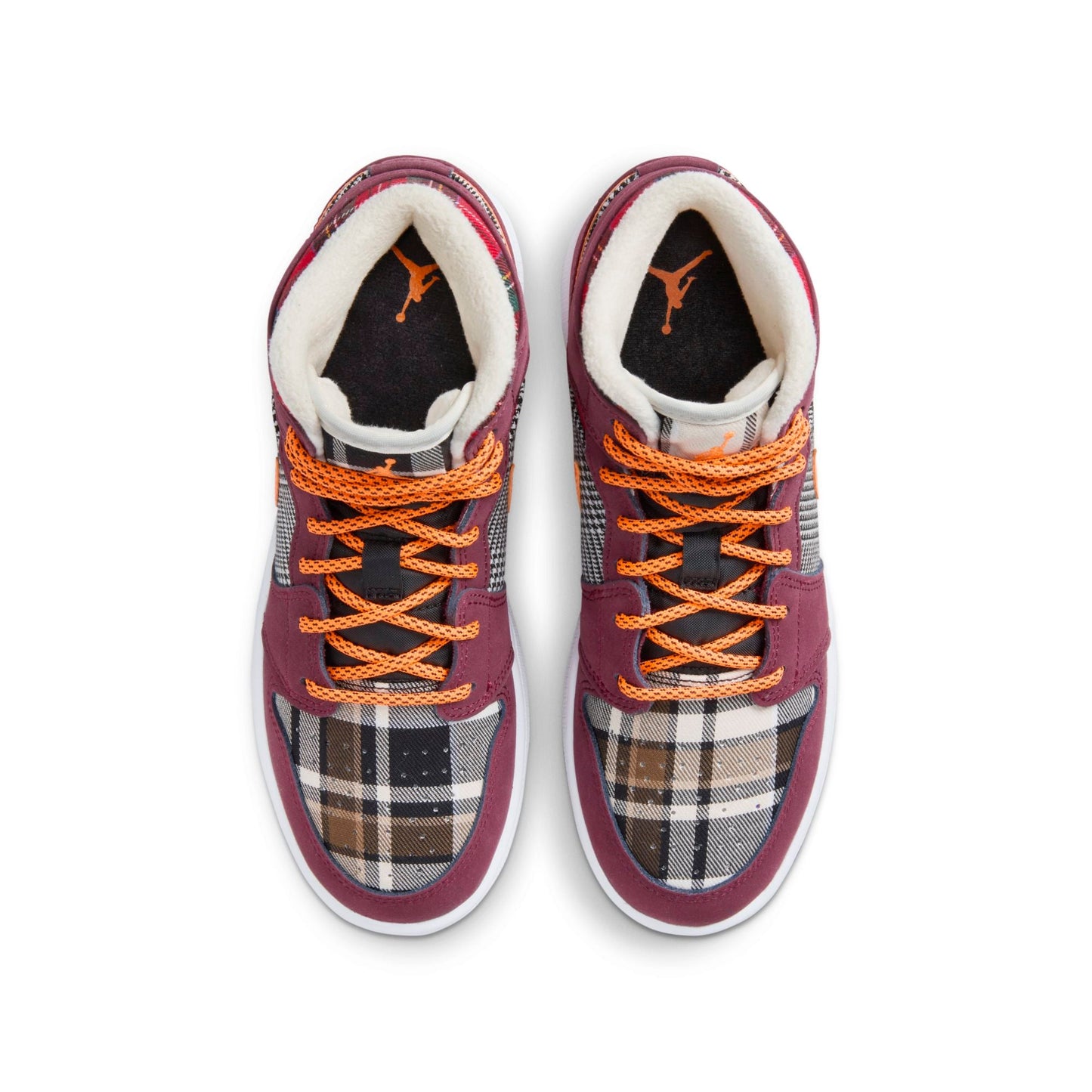 Air Jordan Grade School Retro 1 Mid Se 'Plaid Gs' Sneakers