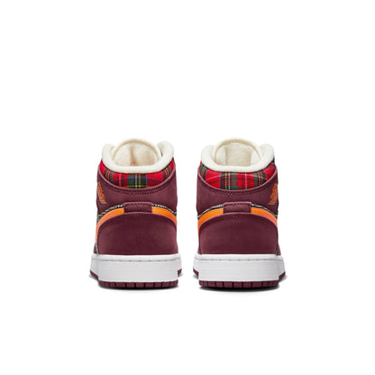 Air Jordan Grade School Retro 1 Mid Se 'Plaid Gs' Sneakers