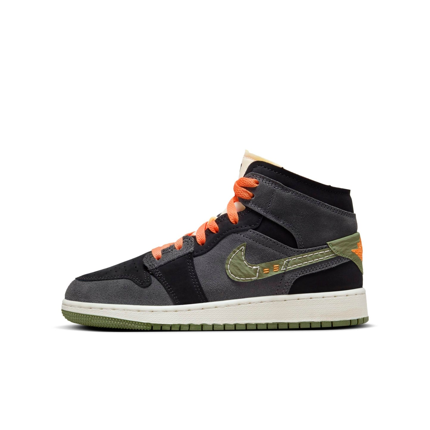 Grade School Air Jordan Retro 1 Mid Se 'Craft Anthracite Light Olive (Gs)'