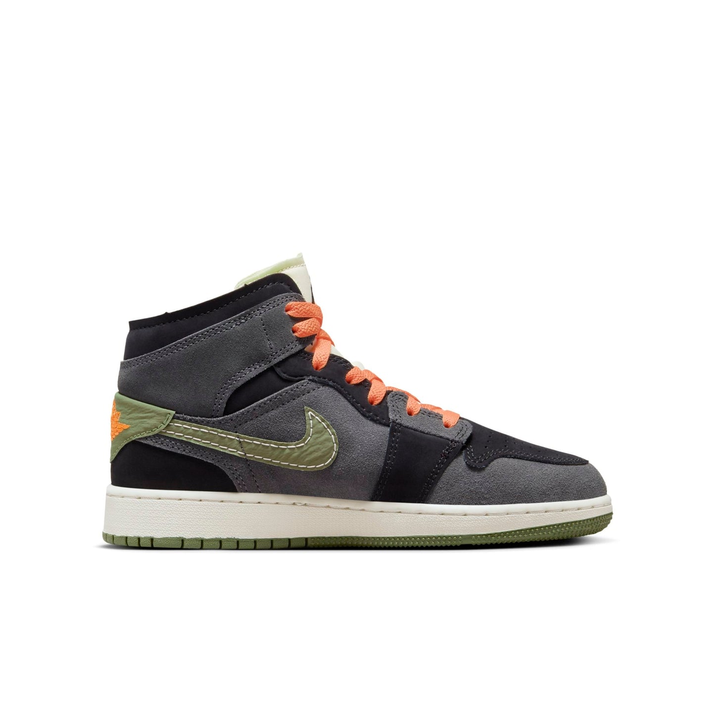 Grade School Air Jordan Retro 1 Mid Se 'Craft Anthracite Light Olive (Gs)'