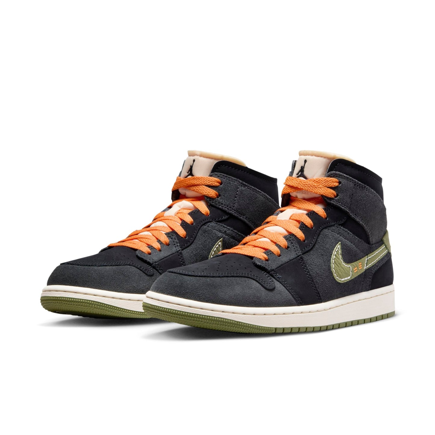 Air Jordan Men's Retro 1 Mid Se Craft 'Anthracite Light Olive' Sneakers