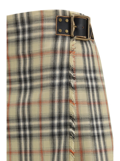 Mini Skirt Check Wool Sand