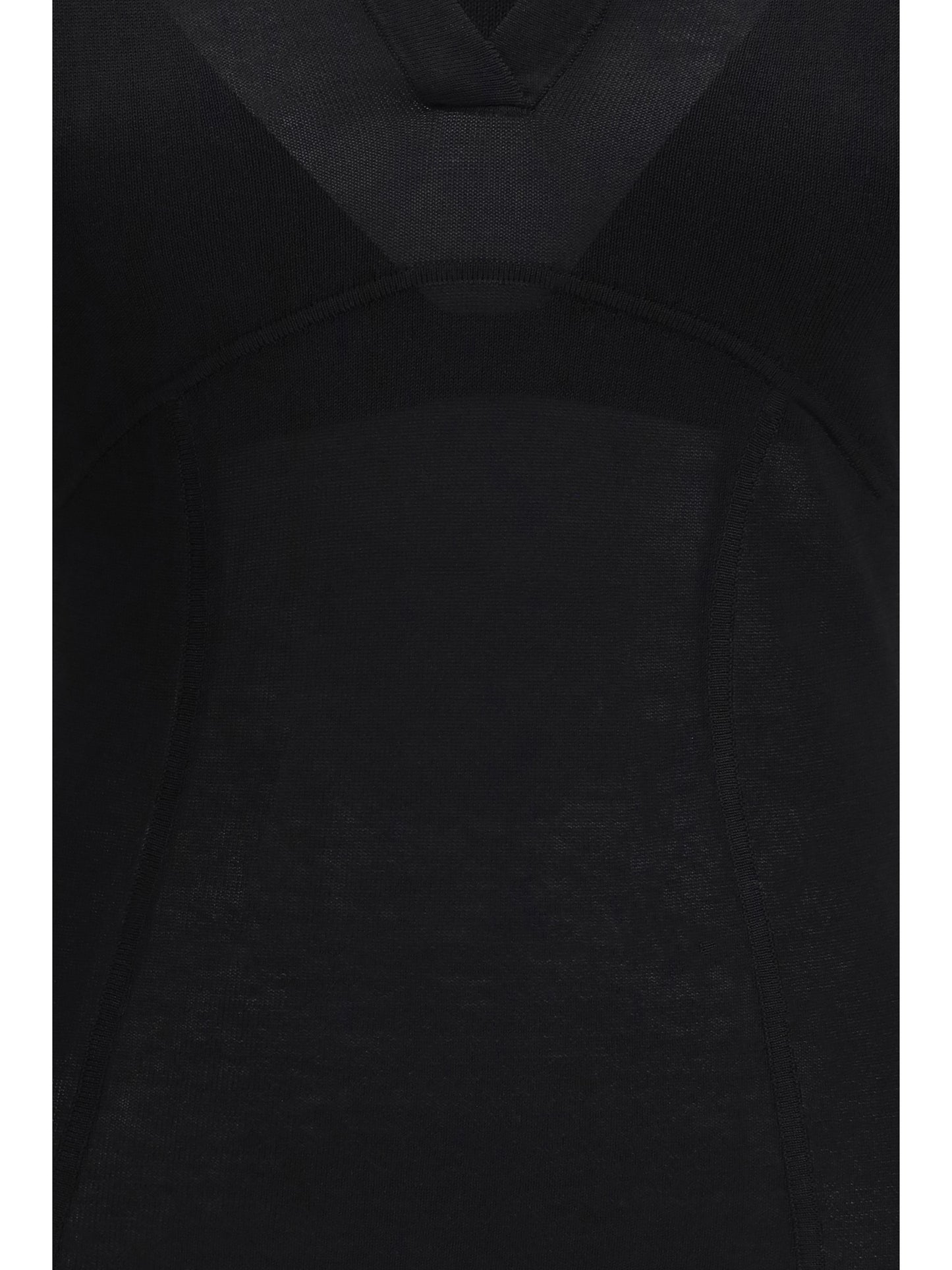 Sweater V-Open Neckline Black Limousine