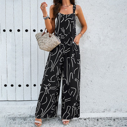 European and American Women’s Spring and Summer Elegant Printed Jumpsuit