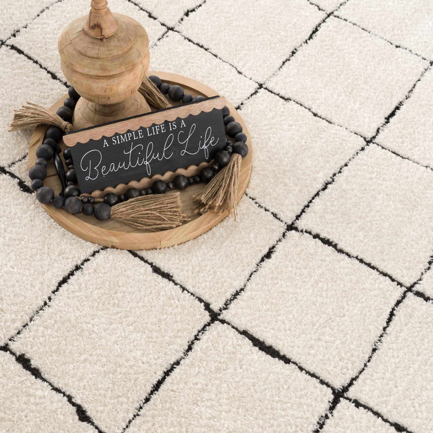 Keanu Black & White Area Rug - Clearance