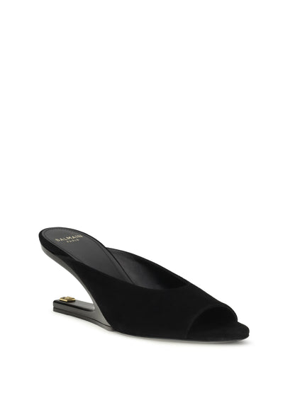 Mules Open-Toe Suede Black