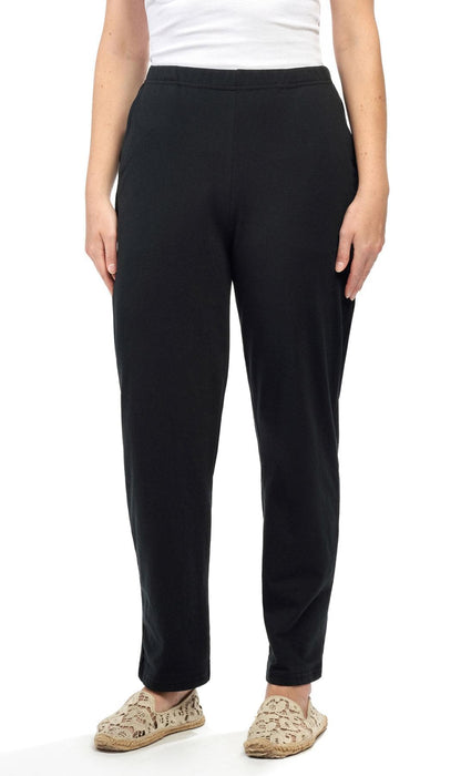Women's Knit Pull on Pants - Cotton Blend with Flat Front waistband