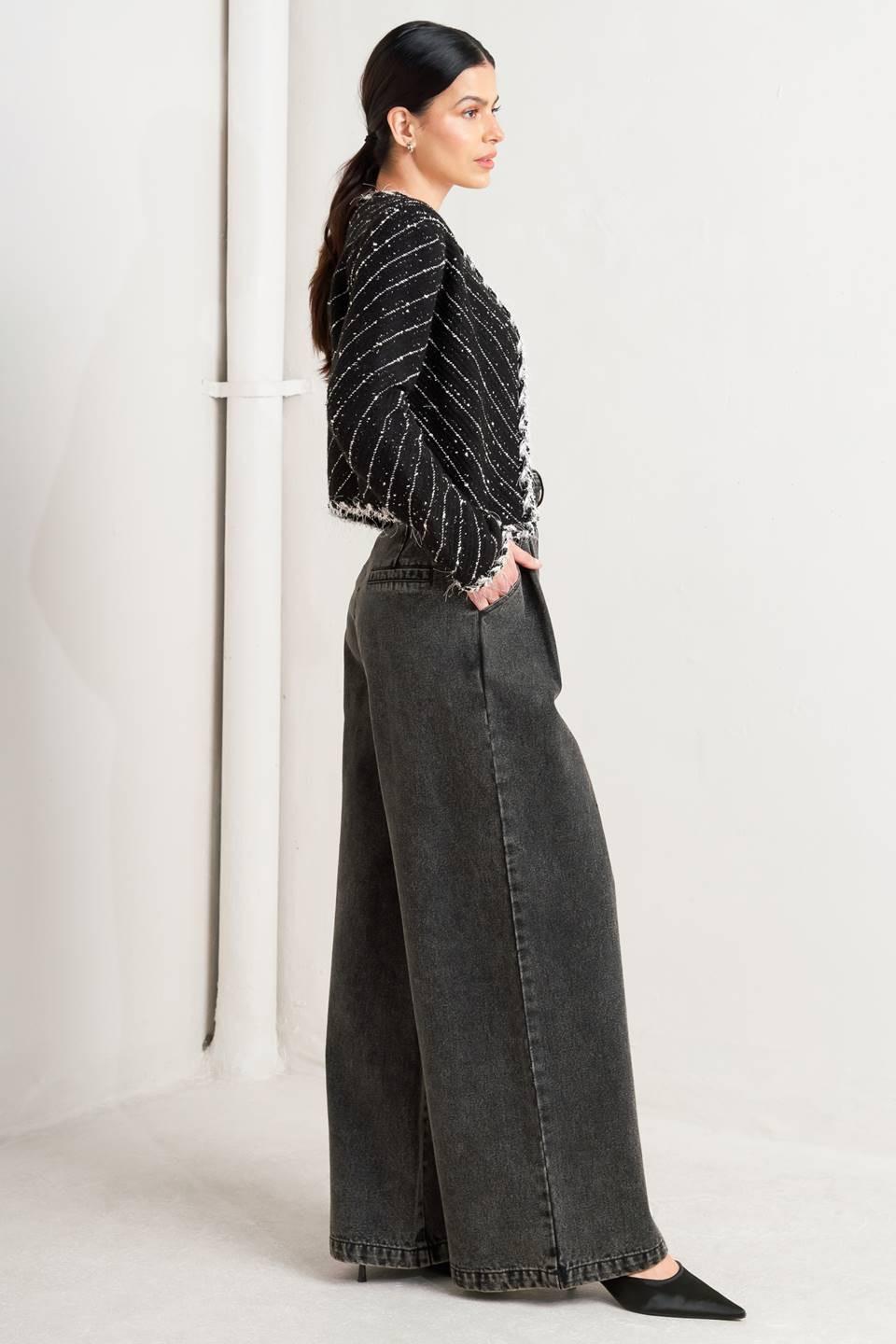 Noir Linear Sweater Knit Jacket