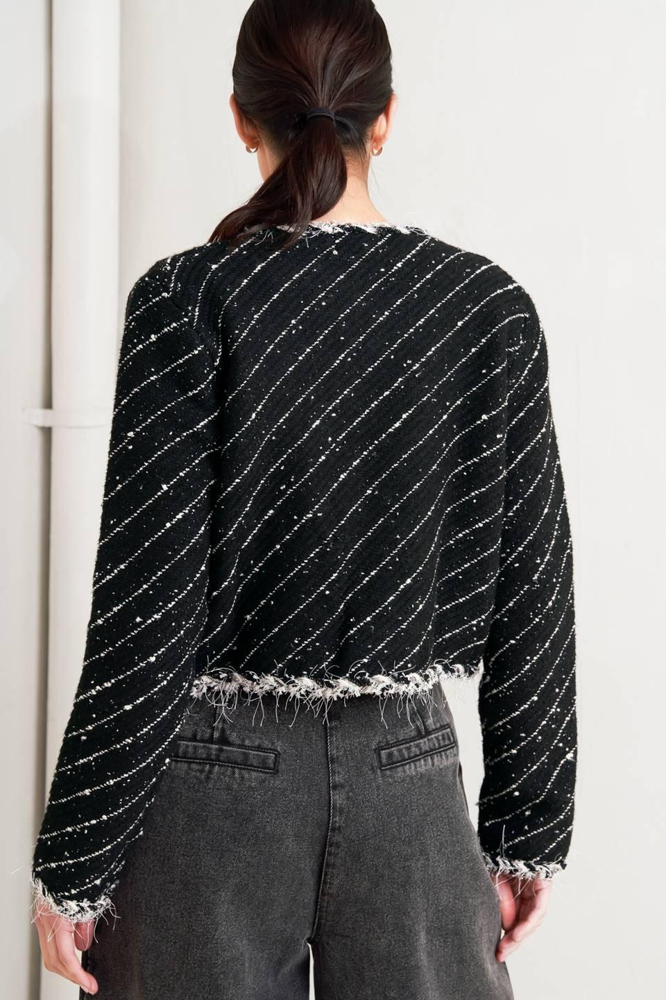 Noir Linear Sweater Knit Jacket