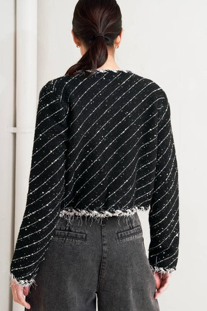 Noir Linear Sweater Knit Jacket