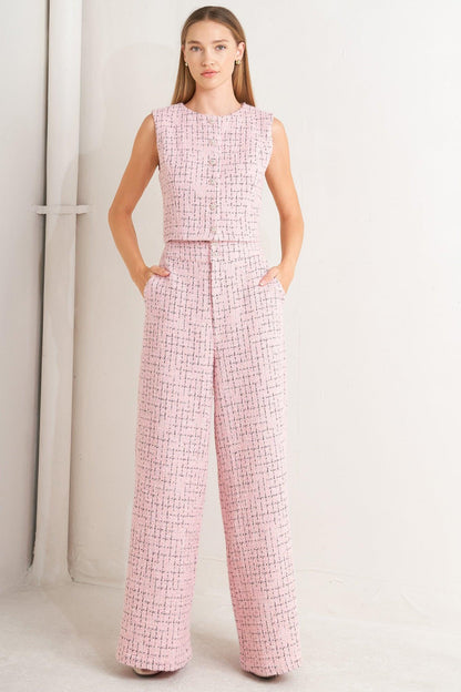 Rosé Edge Ensemble Tweed Vest