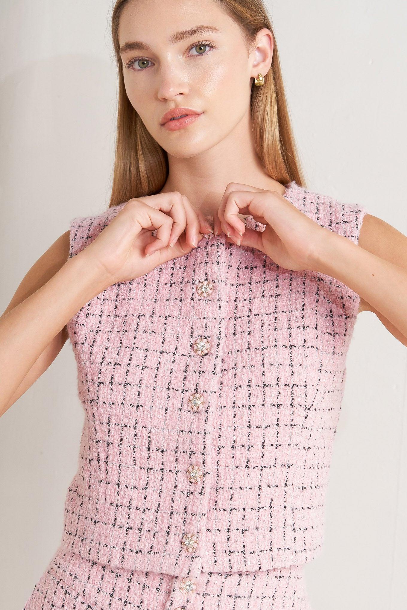 Rosé Edge Ensemble Tweed Vest