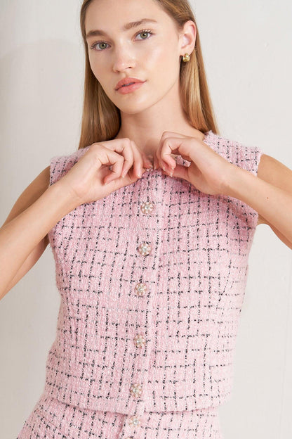 Rosé Edge Ensemble Tweed Vest