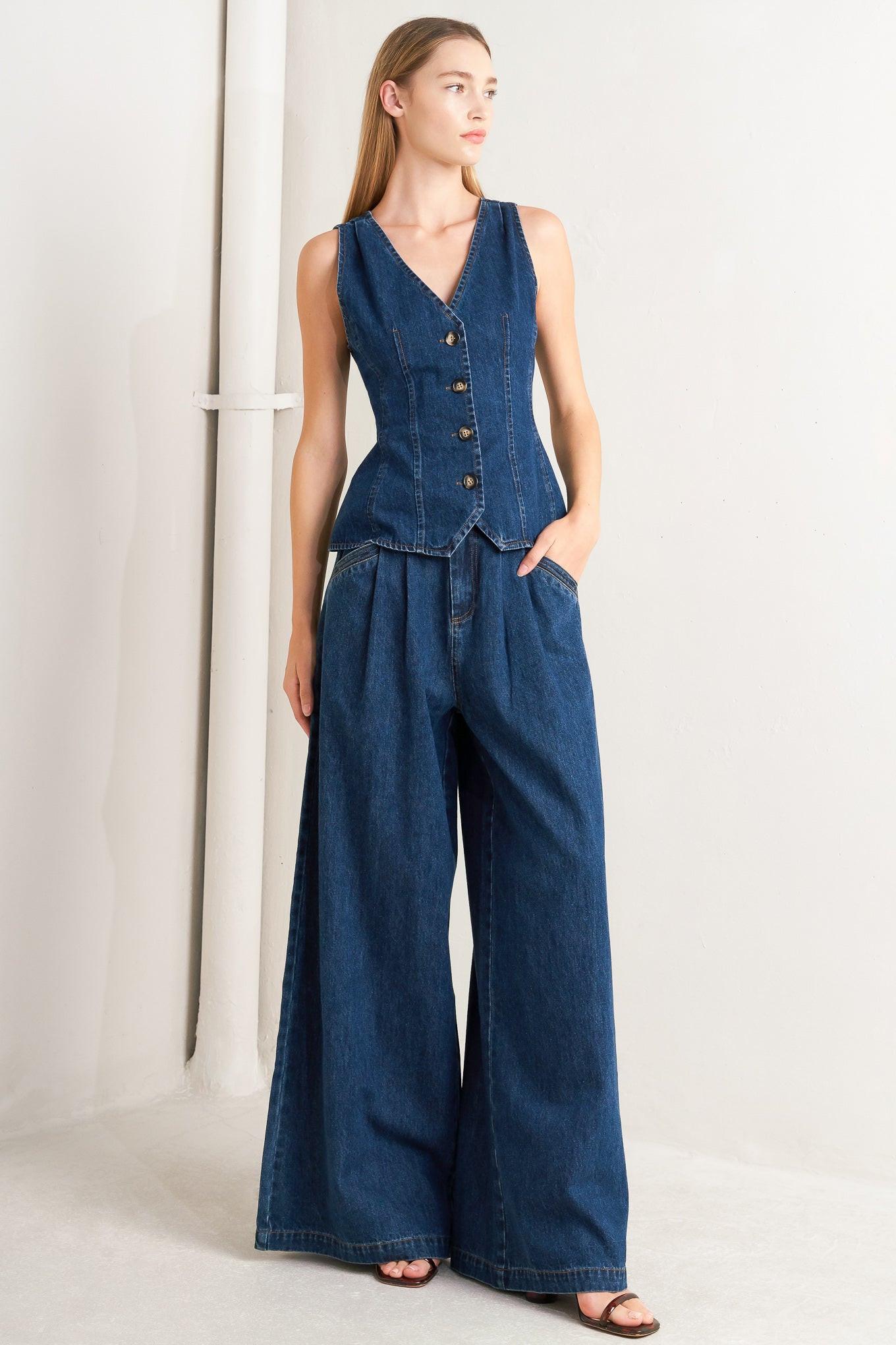 Sharp Femininity Denim Vest
