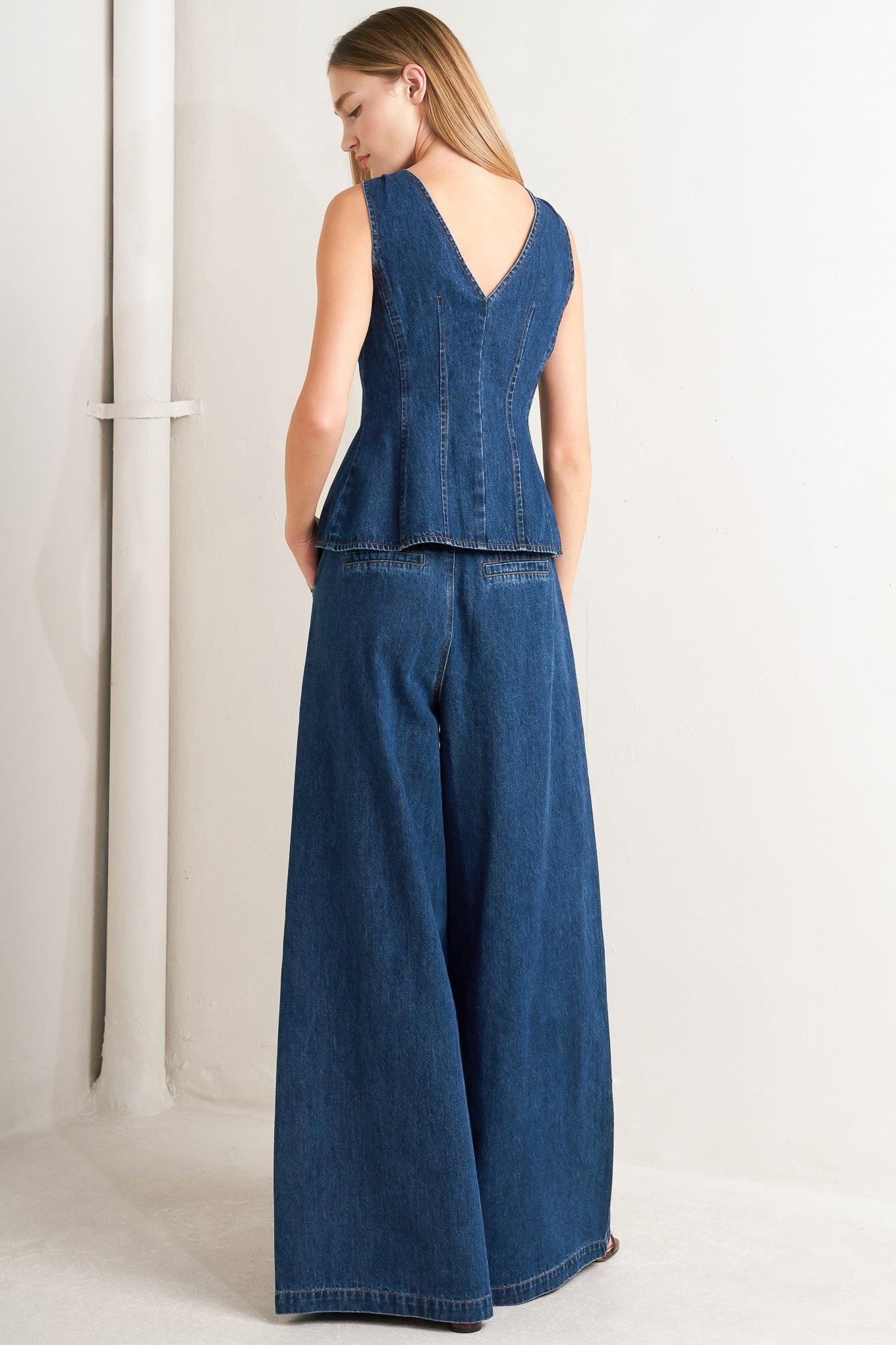 Sharp Femininity Denim Vest