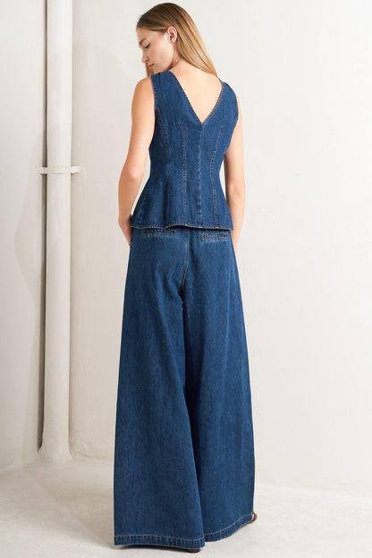 Sharp Femininity Denim Vest