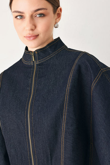 Urban Stitch Wide Sleeve Denim Capelet Top