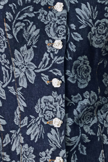 Rosette Floral Woven Jacquard Top