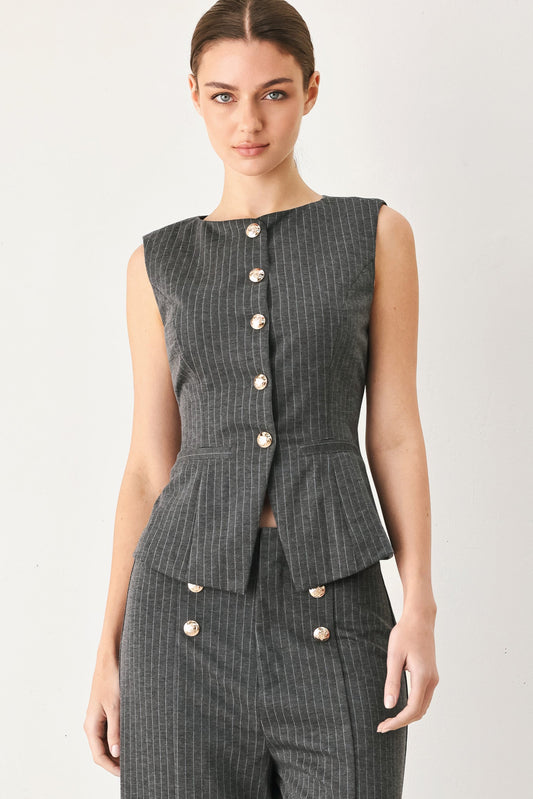 Modern Pinstripe Woven Vest