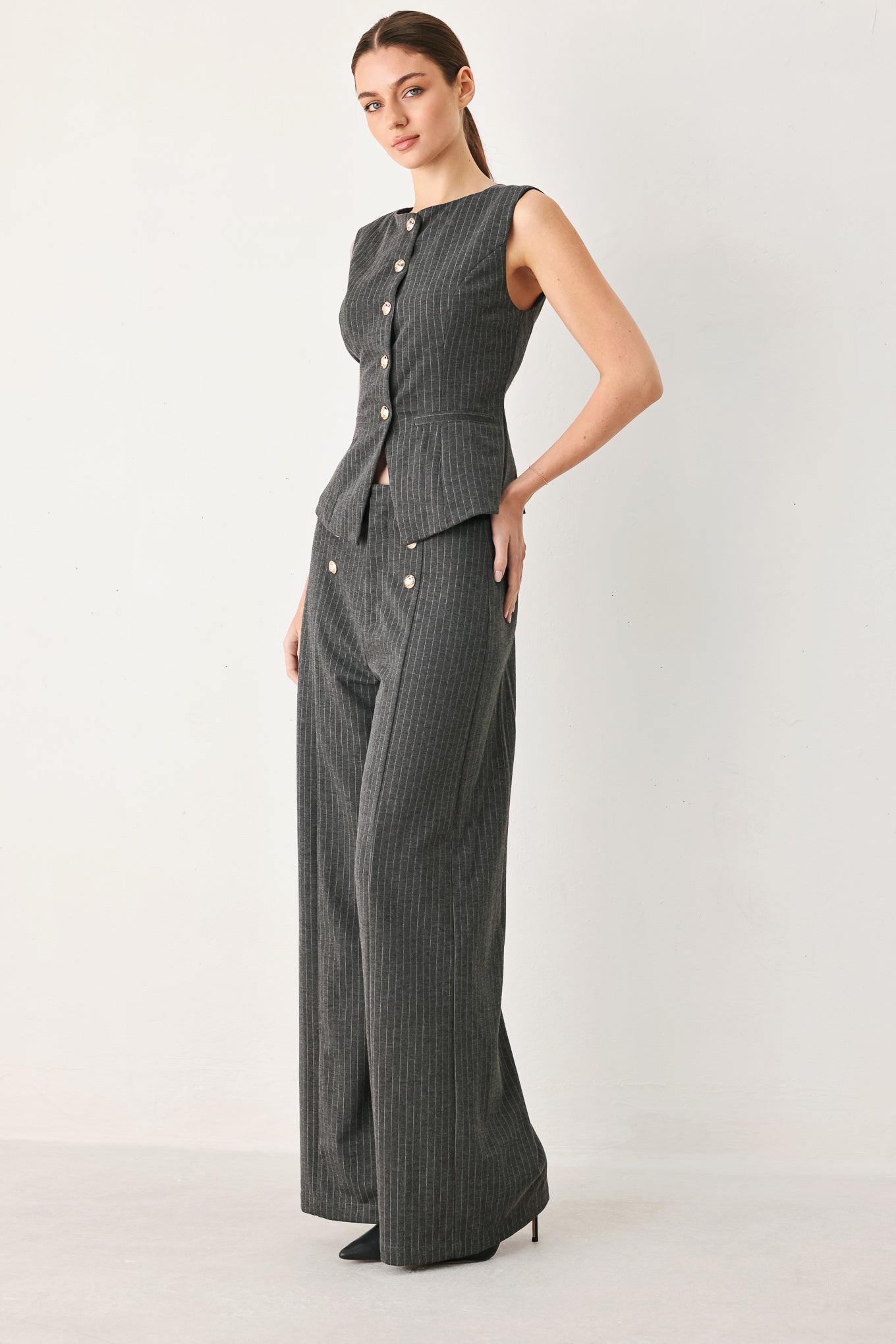 Modern Pinstripe Woven Vest