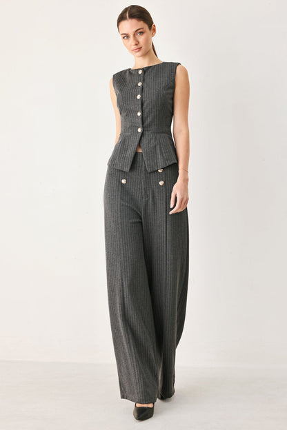 Modern Pinstripe Woven Vest