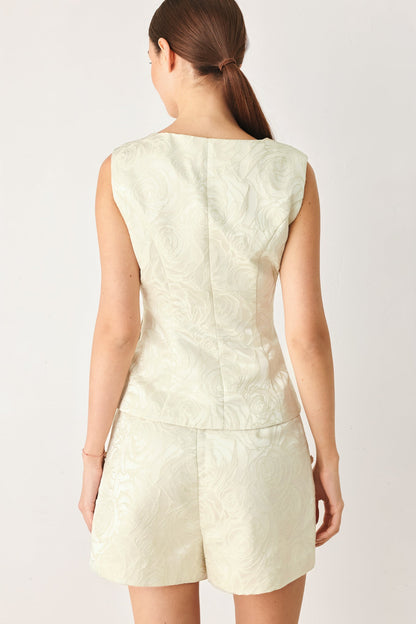 Marzipan Floral Woven Jacquard Vest