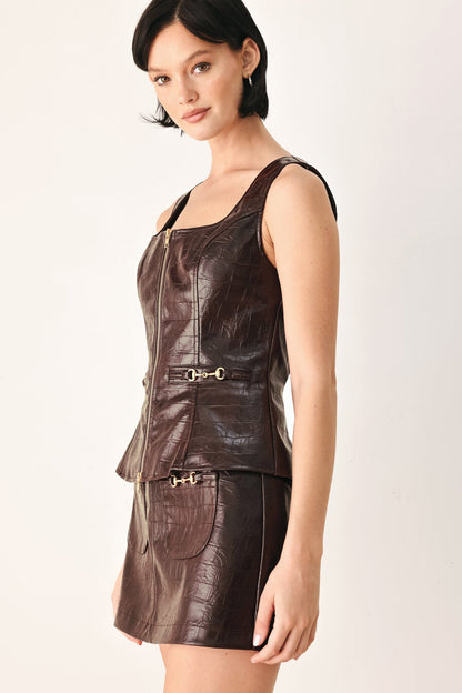 Wild at Heart Embossed Faux Leather Vest