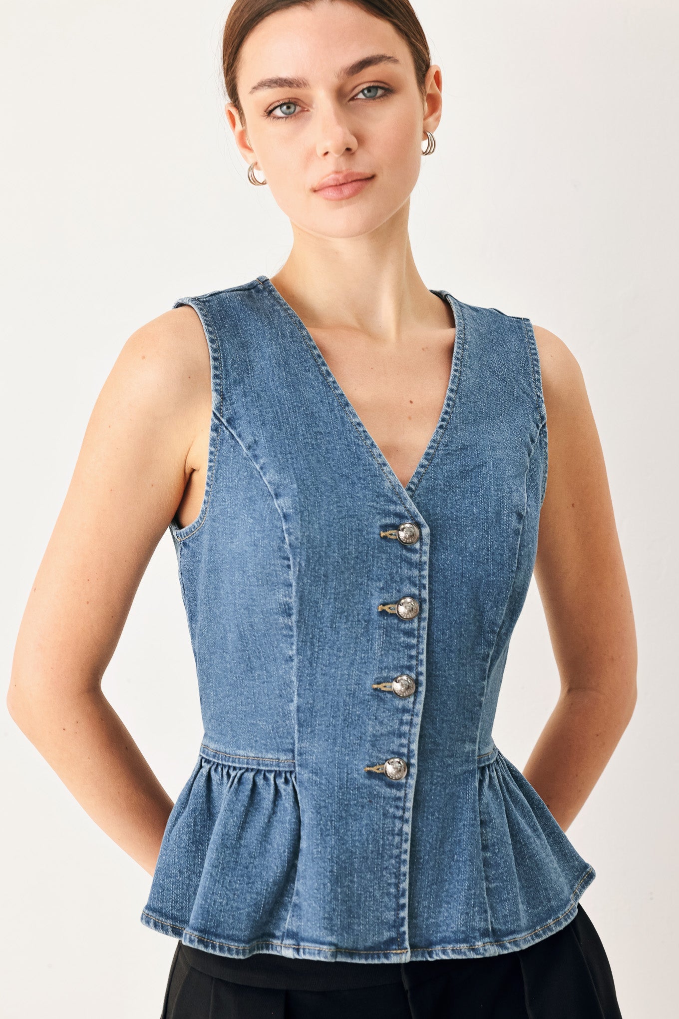 Polished Denim Vest