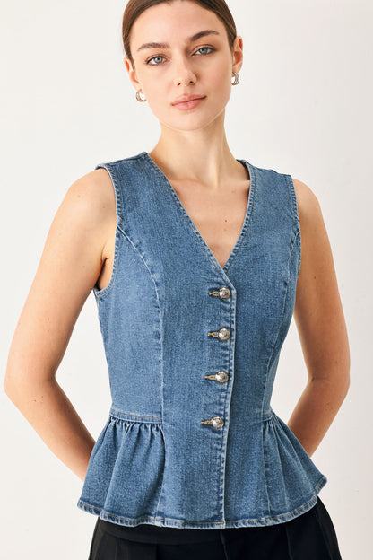 Polished Denim Vest