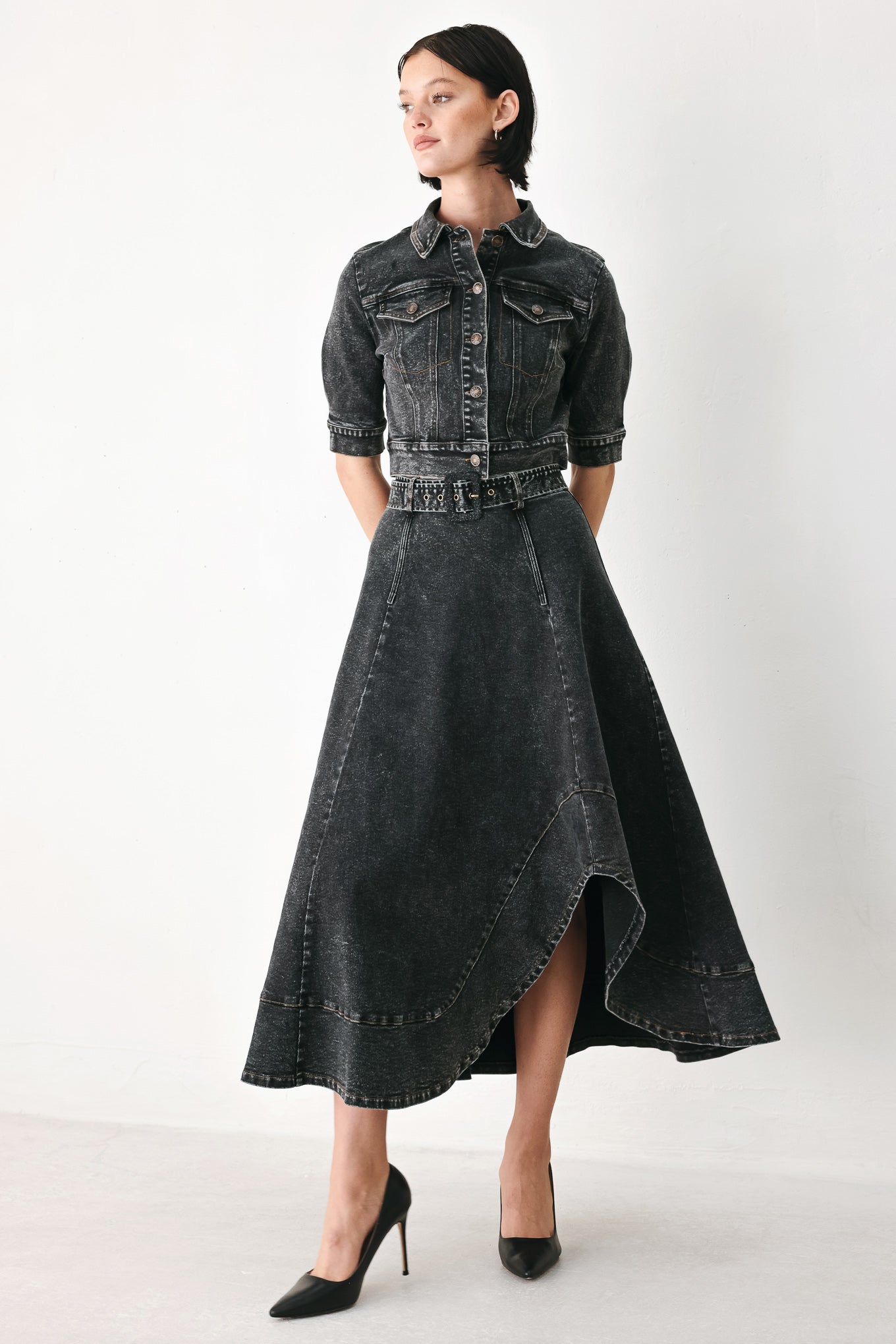 Shadow Stitch Romance Denim Crop Jacket