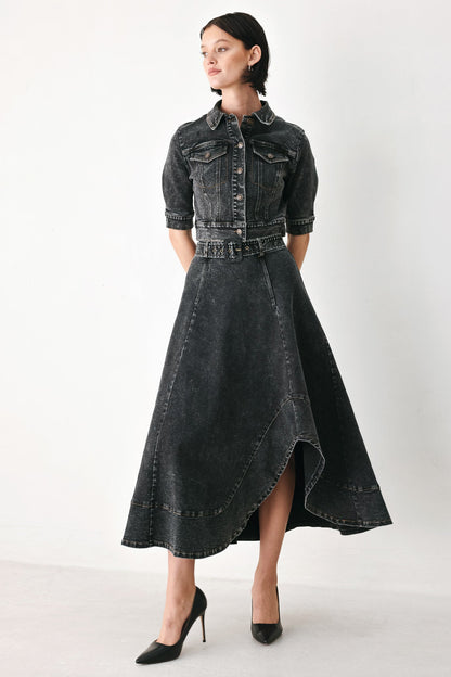 Shadow Stitch Romance Denim Crop Jacket