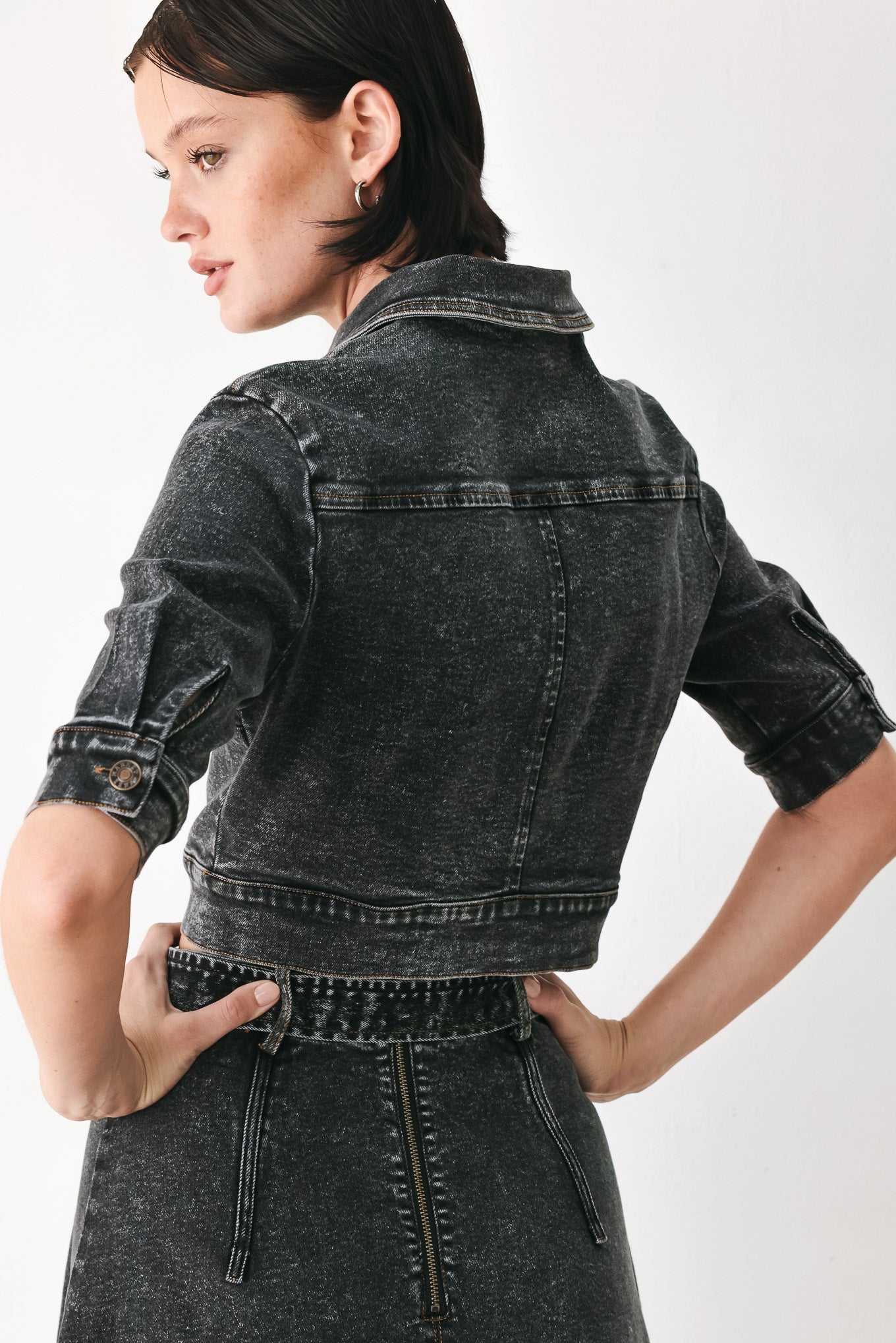 Shadow Stitch Romance Denim Crop Jacket