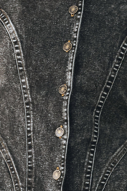 Downtown Edge Acid Wash Peplum Jacket