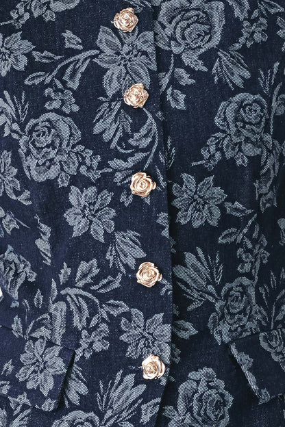 Midnight Rose Jacquard Denim Vest