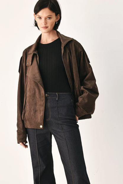 Downtown Darling Faux Leather Bomber Jacket