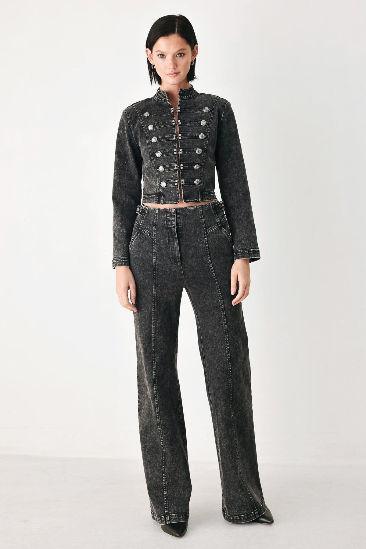 City Limits Black Denim Military Jacket