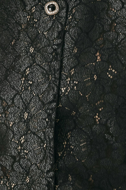 Noir Lace Affair Black/nude Jewel-button Cropped Jacket