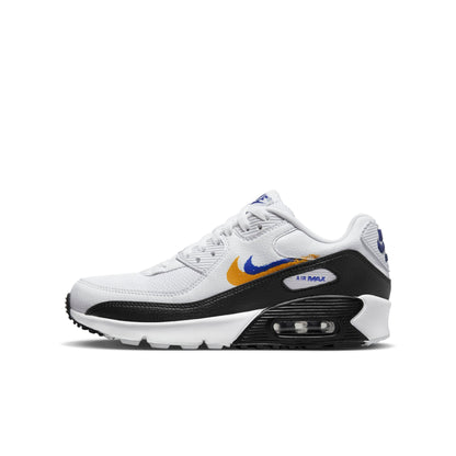Nike Grade School Air Max 90 'Double Swoosh White Black Gold Royal Gs' Sneakers