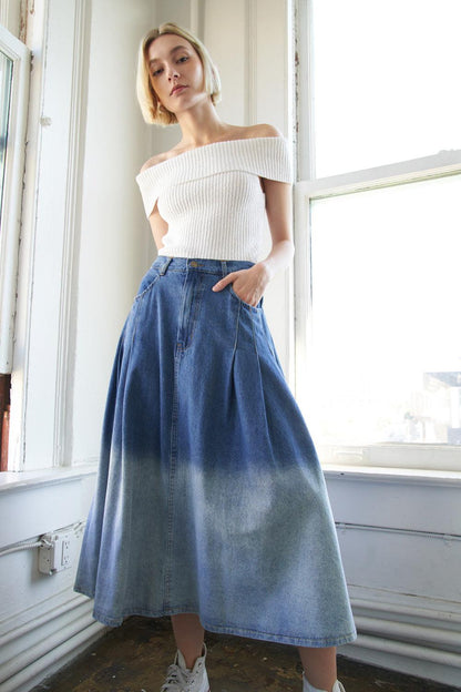 State of Mind Denim Midi Skirt