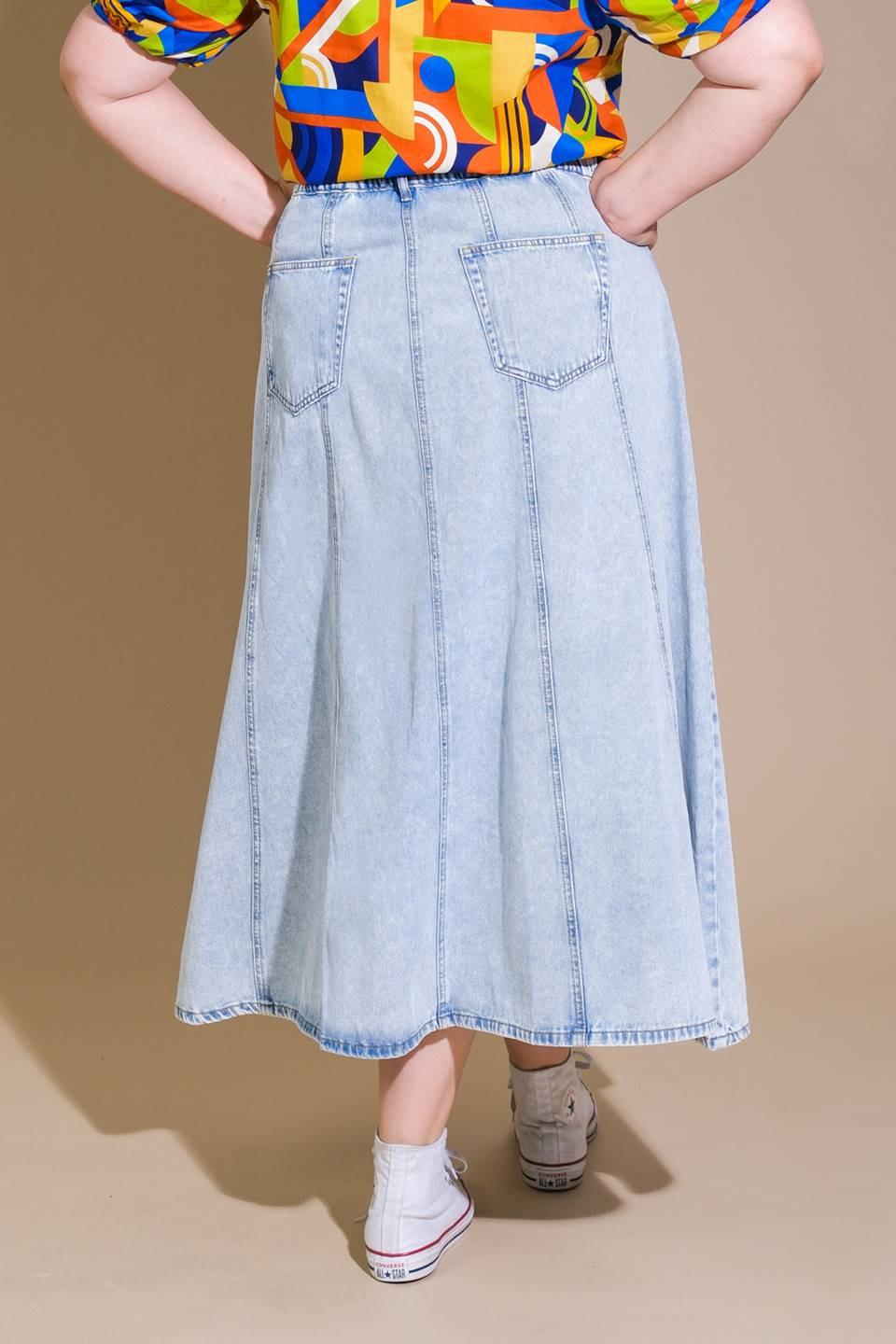 Urban Cowgirl Denim Midi Skirt