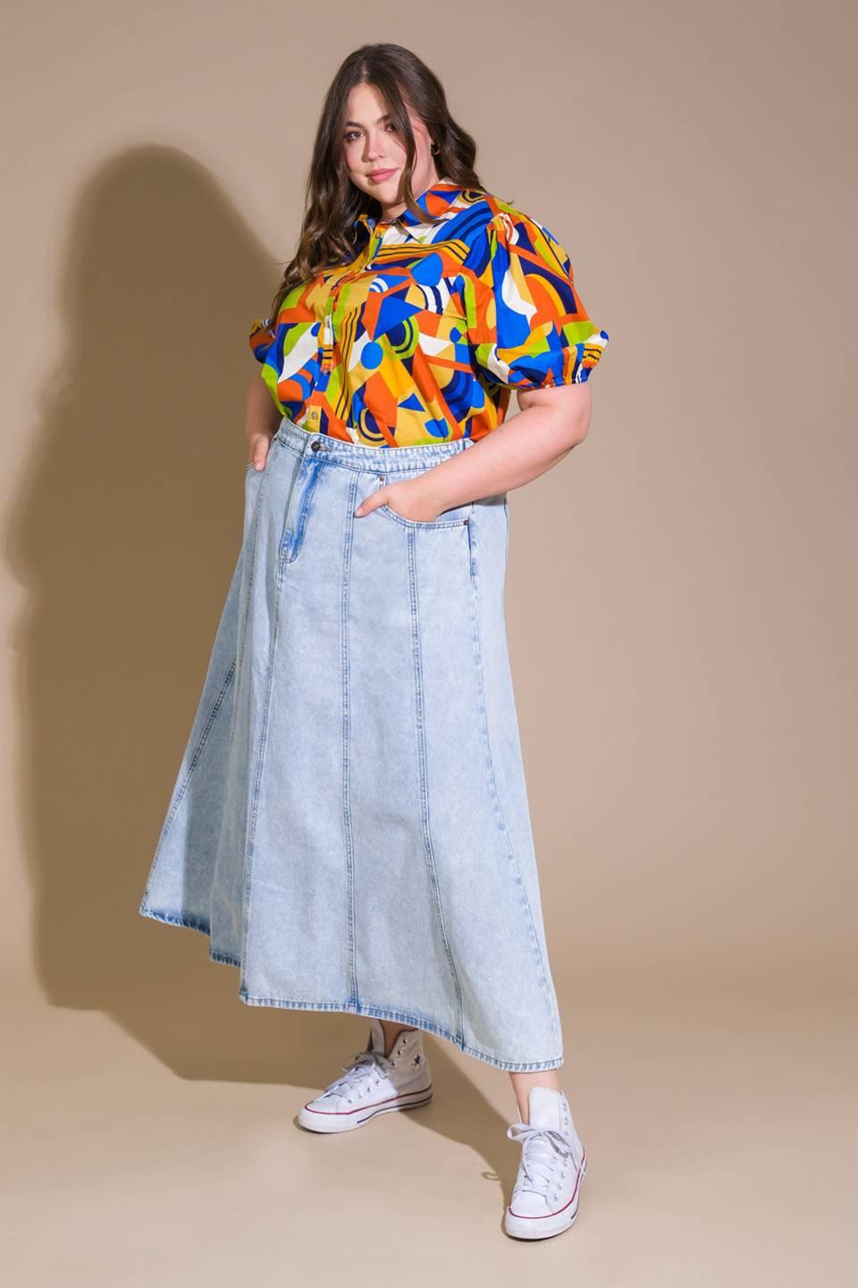 Urban Cowgirl Denim Midi Skirt