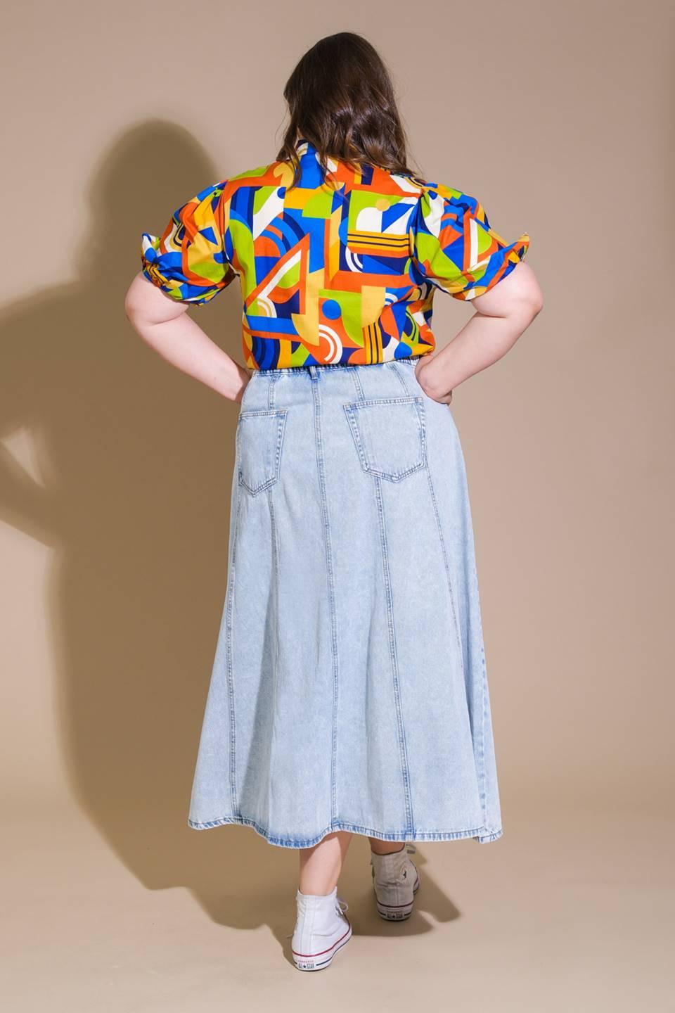 Urban Cowgirl Denim Midi Skirt