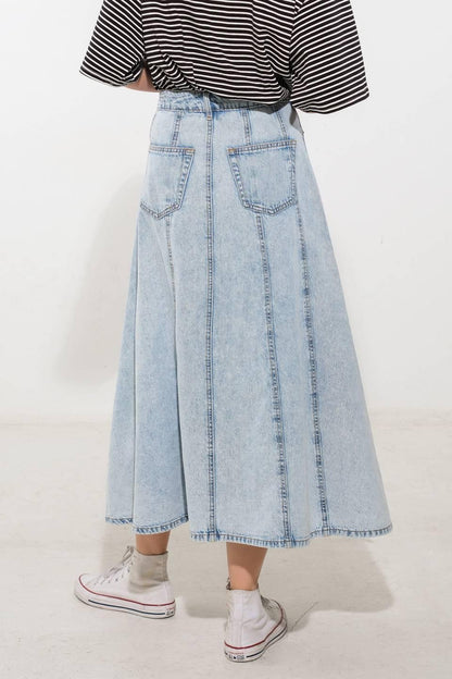 Urban Cowgirl Denim Midi Skirt
