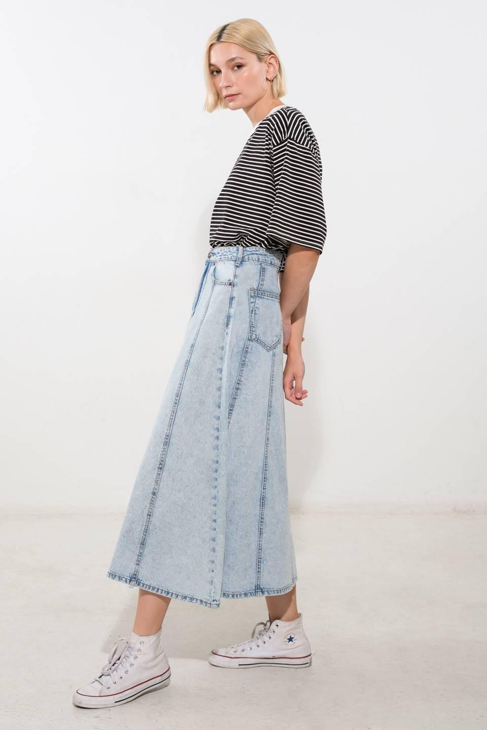 Urban Cowgirl Denim Midi Skirt