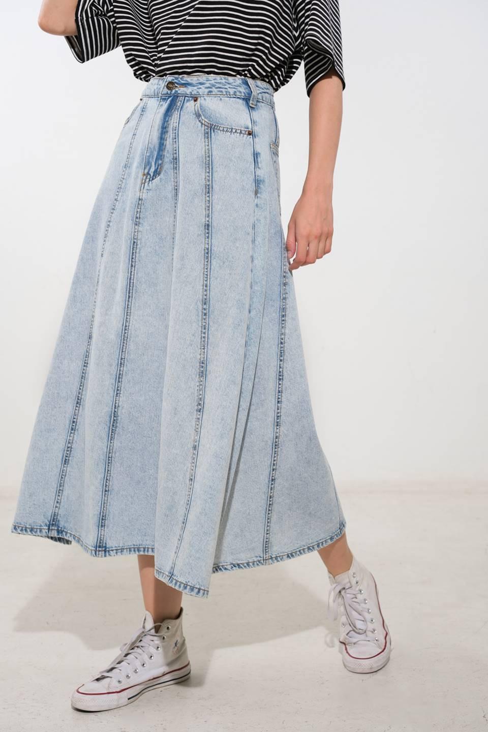 Urban Cowgirl Denim Midi Skirt