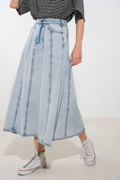 Urban Cowgirl Denim Midi Skirt