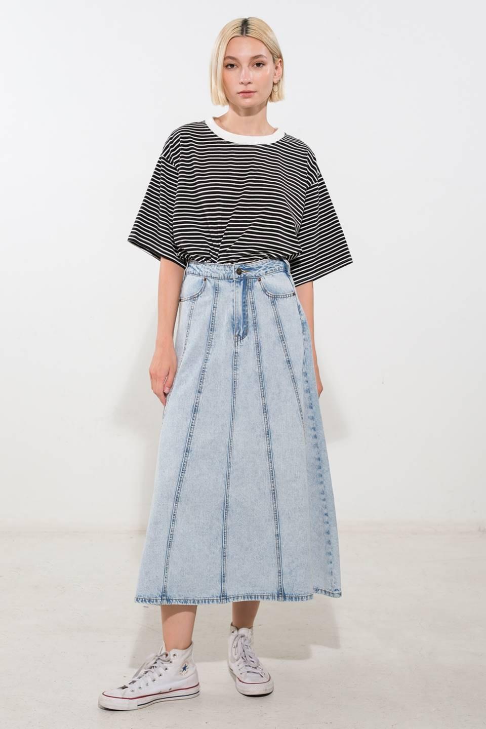 Urban Cowgirl Denim Midi Skirt